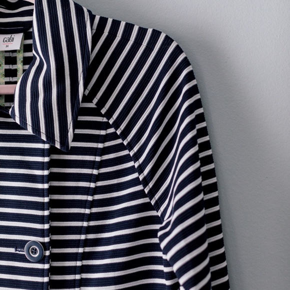 CAbi Maritime Trench Coat - Navy & White Stripe - Knit - Size Medium - Picture 6 of 13